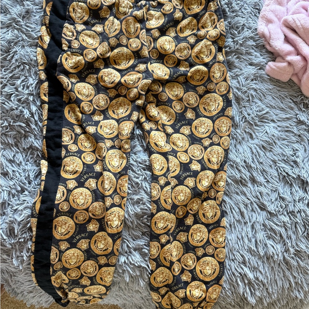 Versace Gold and Black Printed Joggers